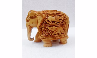 15 cm Kadam wood sikar carving elephant
