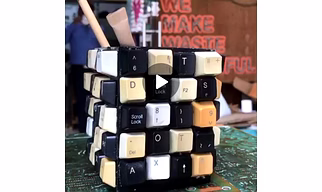 Recycled Pen Stand | Artwork made up of Upcycled E-Waste Keyboard Keys | Body made up of MLP (Multi Layered Plastic) Sheet | Eco Friendly | Green Product | Desk Mount | Stationery Holder