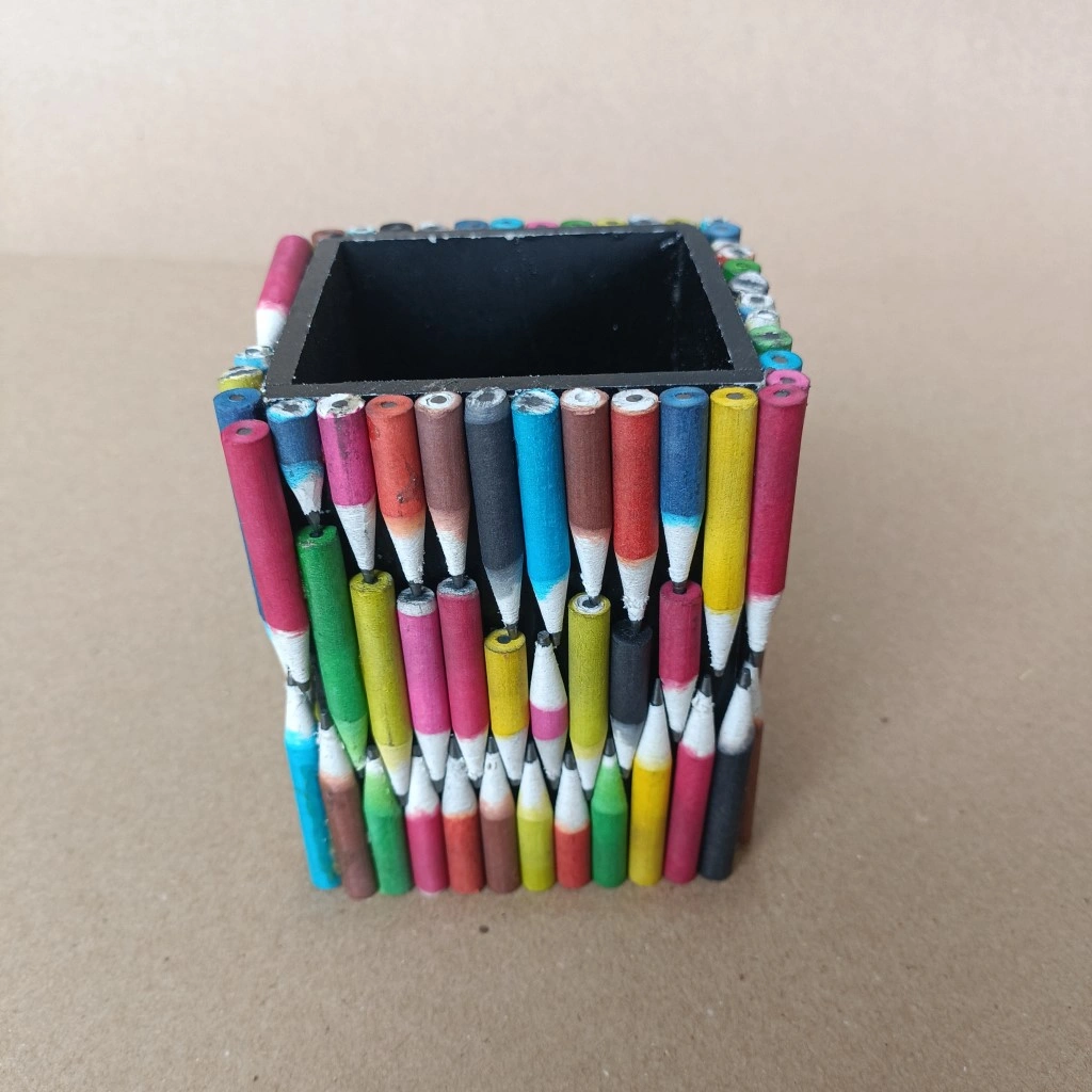 Eco-friendly Desk Organizer | MLP Recycled Plastic Body | Recycled Natural Coloured Paper Pencil Art Work-100-399-2