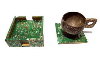 Eco Friendly | Ewaste Circuit Recycled | Tea Coaster | Square | Set of 4