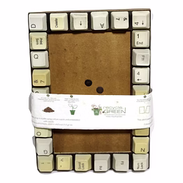 eco-friendly | e-waste computer white key & plastic (mlp - multi layered plastic) recycled | small photo frame | 3.5" x 5.5"