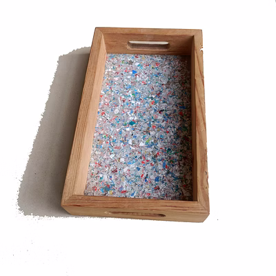 eco-friendly | mix plastic waste recycled | upcycled wood | serving tray | small