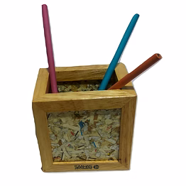 eco-friendly | tetrapak, mix plastic recycled body | upcycled wood structure | desk organizer | pen stand