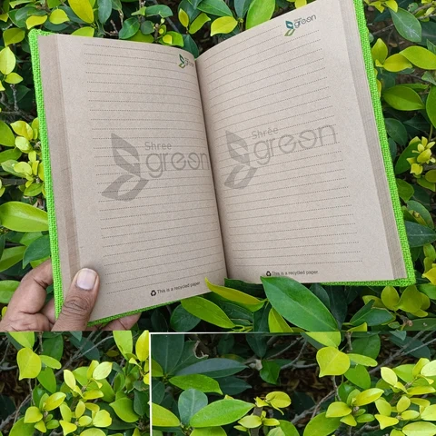 SOT BIG | Green Jute Cover | Brown Recycled paper | Colour branding on pages-A5-100-2