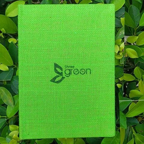 SOT BIG | Green Jute Cover | Brown Recycled paper | Colour branding on pages-A5-100-5