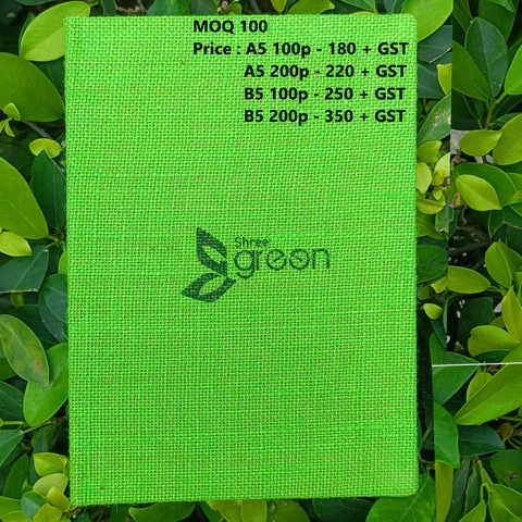 SOT BIG | Green Jute Cover | Brown Recycled paper | Colour branding on pages-12623094