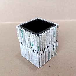 Eco-friendly Recycled Desk Organizer Pen Stand | Newspaper Recycled Pencil Art Work | Plastic Recycled Body