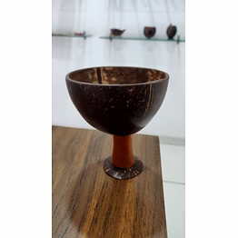 coconut shell glass | upcycled | small | wooden stand
