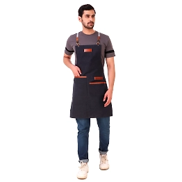 TLWH THE LEATHER WAREHOUSE Apron for Men Women with Adjustable Straps and two Large Pockets, Canvas Cotton Cooking Kitchen Chef Bib Aprons Water-Resistent Blue