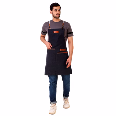 tlwh the leather warehouse apron for men women with adjustable straps and two large pockets, canvas cotton cooking kitchen chef bib aprons water-resistent blue