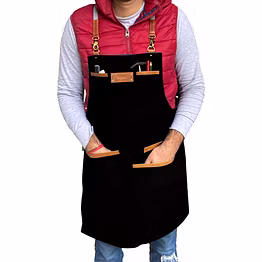 TLWH THE LEATHER WAREHOUSE Crossback Apron Professional Chef Apron with Pockets and Cross Back Straps for Cooking & Grilling Chef Aprons for Men & Women
