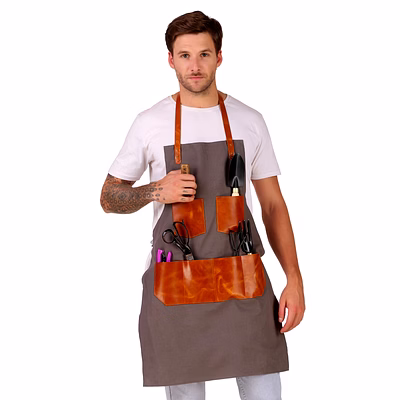 tlwh the leather warehouse handmade canvas apron with adjustable cross back closer and pocket for your tools