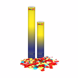 yellow blue confetti popper