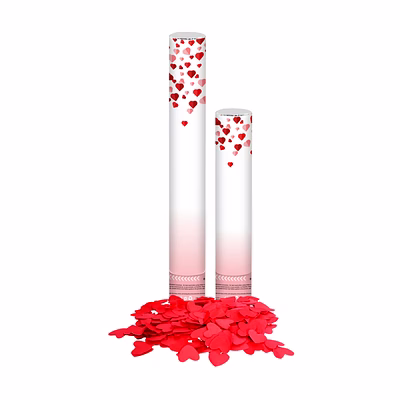 red & white heart confetti popper
