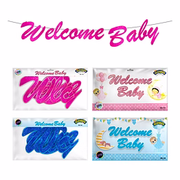 welcome baby glitter metallic banner