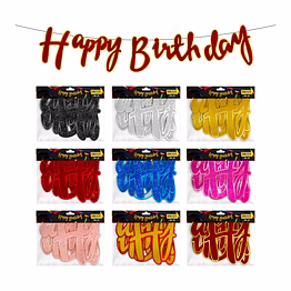 happy birthday glitter and metallic banner