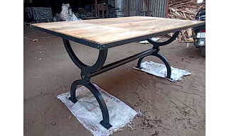 Cast iron with wooden top Table