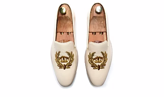 Embroidery White Loafer Formal shoes For Men Party Wear Handmade Shoes