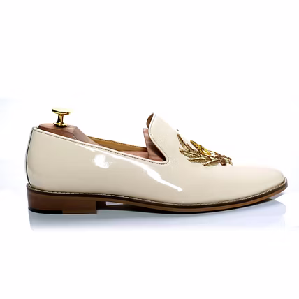 Embroidery White Loafer Formal shoes For Men Party Wear Handmade Shoes-2