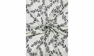Black Thread With Sequence Embroidery Cotton Designer Fabric