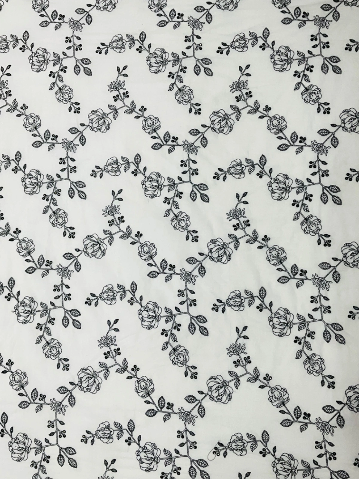 Black Thread With Sequence Embroidery Cotton Designer Fabric-1