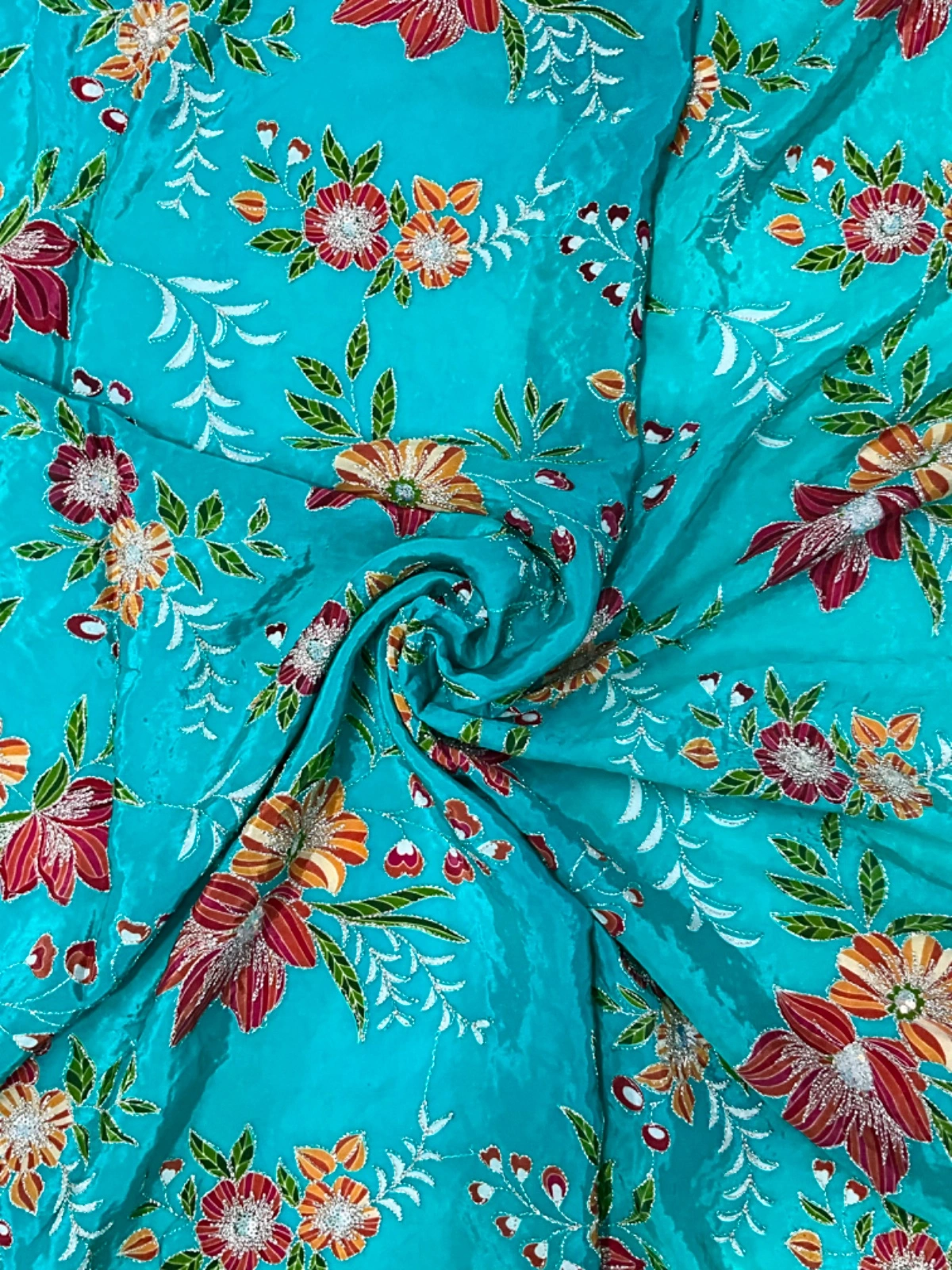 100% Natural crepe Position Print Designer Fabric-12561998