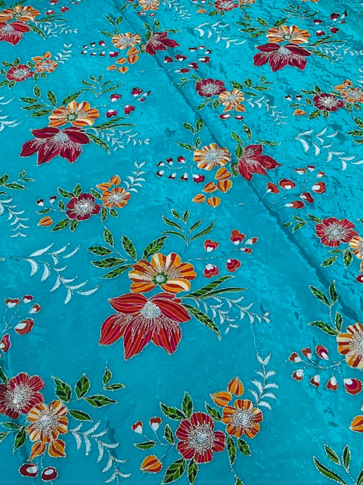 100% Natural crepe Position Print Designer Fabric-3