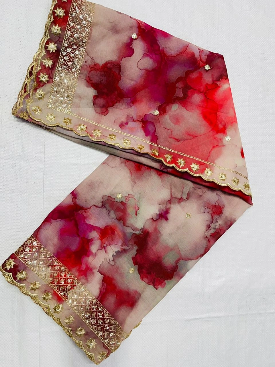 Digital Print With Embroidery Dupatta-1