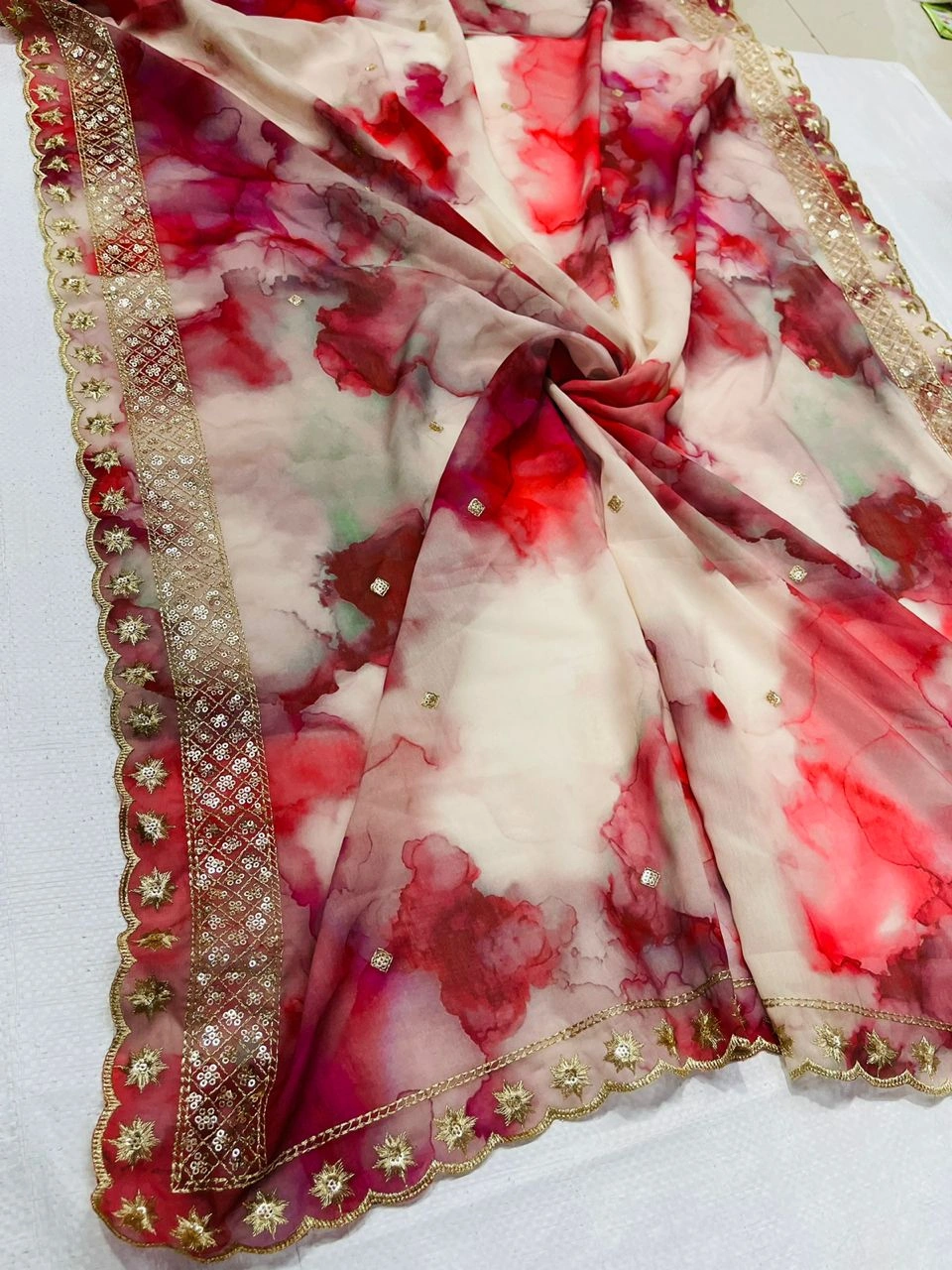 Digital Print With Embroidery Dupatta-2