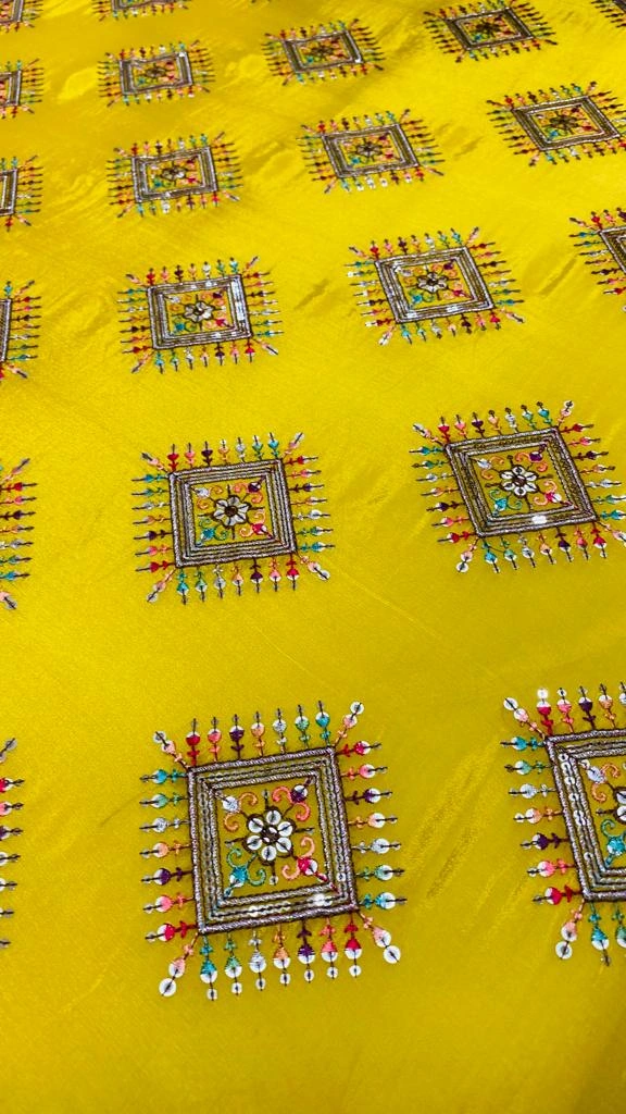 MULTI COLOUR THREAD WITH 3+5 MM SEQUENE EMBROIDERY FABRIC-1