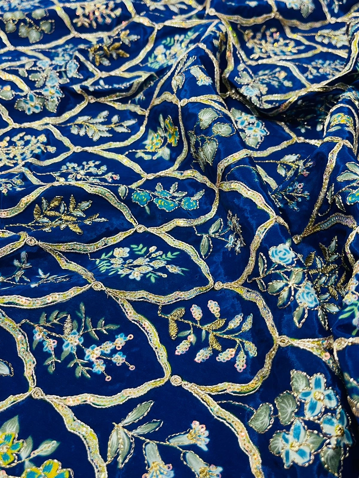 100% Viscose Natural Crepe Embroidery position print fabric-2