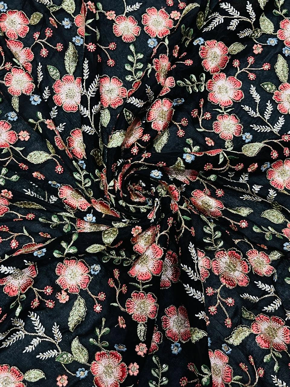 Exclusive floral design Embroidery Allover Fabric-1