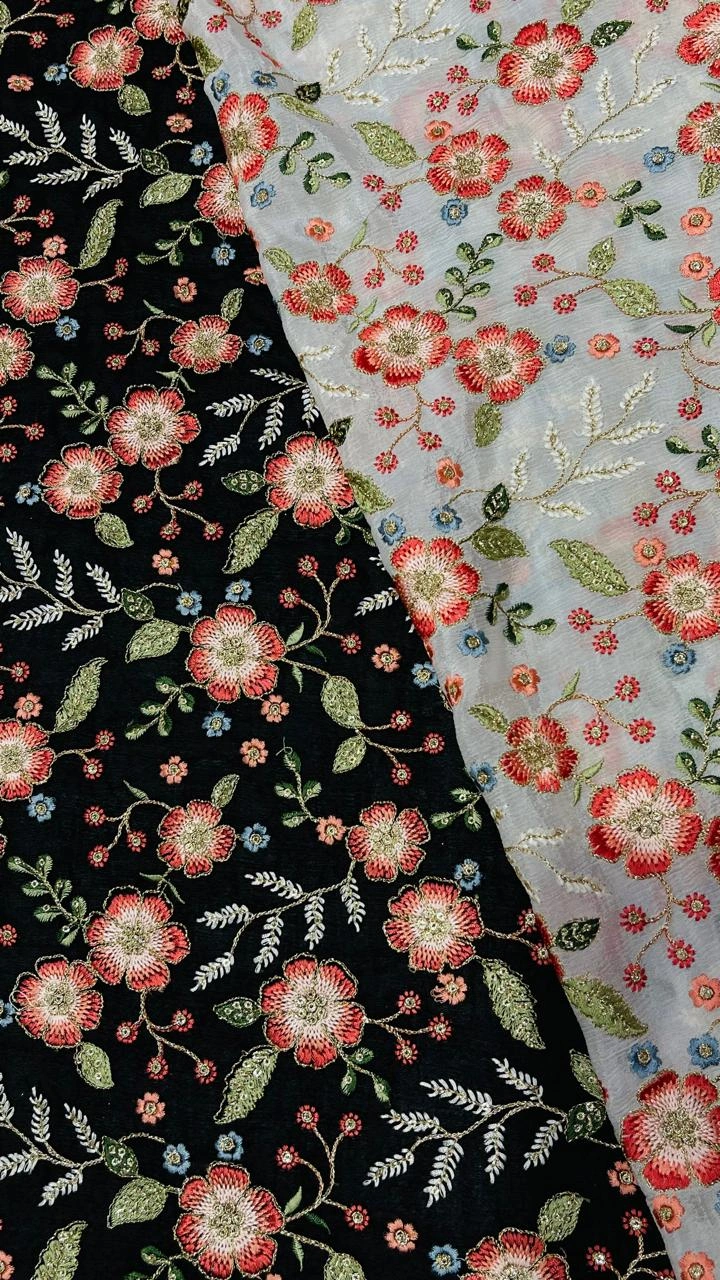 Exclusive floral design Embroidery Allover Fabric-4