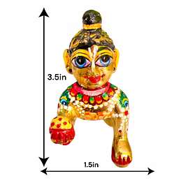 spiritualvrindavan 3.5inch/9cm attractive handcraft, hand painted pure eight metal ashtdhatu laddu gopal