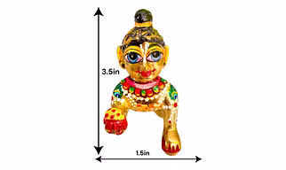 3.5Inch/9Cm Attractive Handcraft, Hand Painted Pure Eight Metal Ashtdhatu laddu gopal