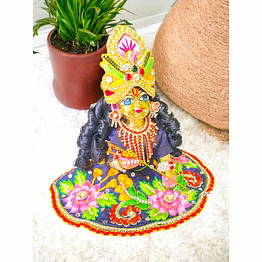 spiritualvrindavan 6inch/15cm laddu gopal & 4inch/11cm radha rani pure ashtdhatu eight metal idol, yugal jodi bal roop, radha krishna, iskcon deities.
