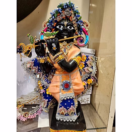 spiritualvrindavan 16inch lord banke bihari marble dust murti, kunj bihari shri haridas murti banke bihari statue made in vrindavan, vrindavan king bihari ji.