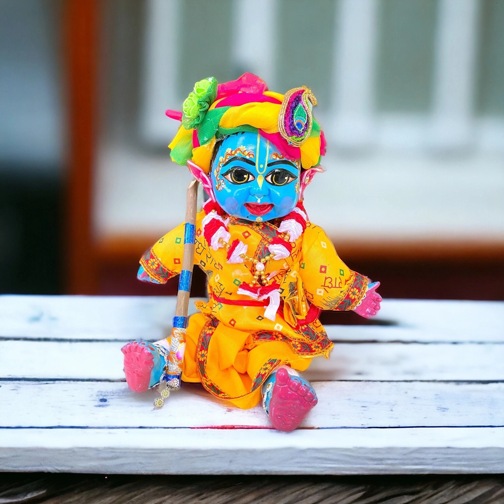 Exclusive Beautiful Handicraft 18in/46cm Baby Krishna Toy With Clothes, Fancy Krishna Dolls, Little Krishna Stand Or Sit both Position.-SKUA79