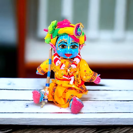 spiritualvrindavan exclusive beautiful handicraft 18in/46cm baby krishna toy with clothes, fancy krishna dolls, little krishna stand or sit both position.