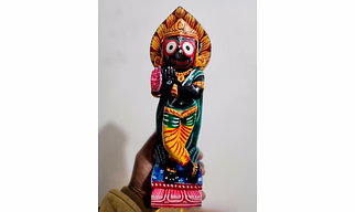 12inch/30cm Jagannath Krishna Murti ,two God in One Form Black Marble Dust Statue , Two in One God ,upper Face Jagannath Down Face Krishna.
