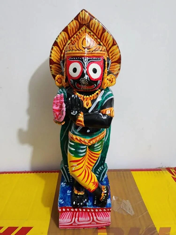 12inch/30cm Jagannath Krishna Murti ,two God in One Form Black Marble Dust Statue , Two in One God ,upper Face Jagannath Down Face Krishna.-1