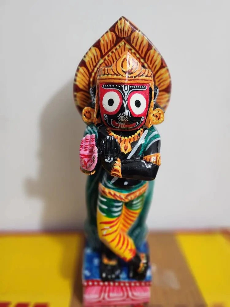 12inch/30cm Jagannath Krishna Murti ,two God in One Form Black Marble Dust Statue , Two in One God ,upper Face Jagannath Down Face Krishna.-2