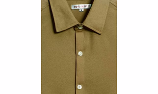 Army Green Textured  Crepe Shirt