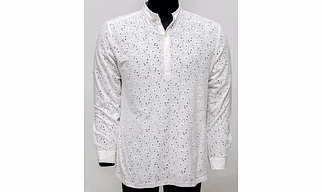 White Netted Kurta Shirt