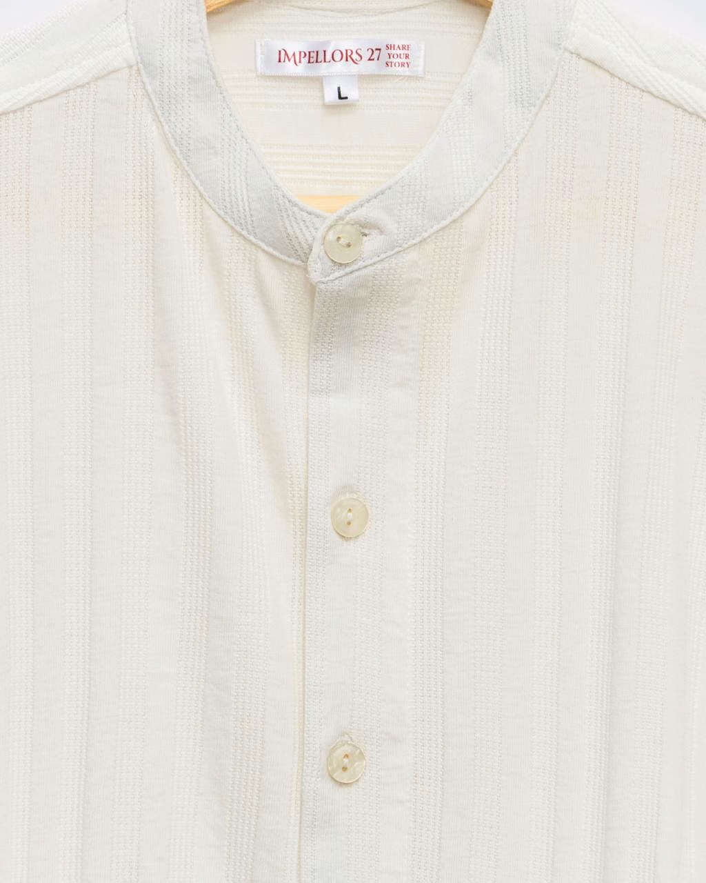 Crisp Knit White Chinese Collar Shirt image 3