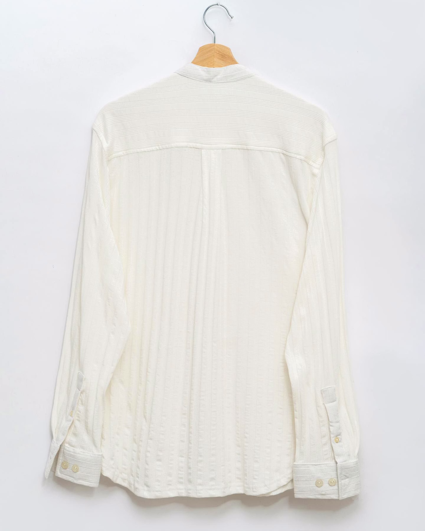 Crisp Knit White Chinese Collar Shirt image 2