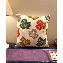 "autumn maple leaf embroidered cushion cover" –