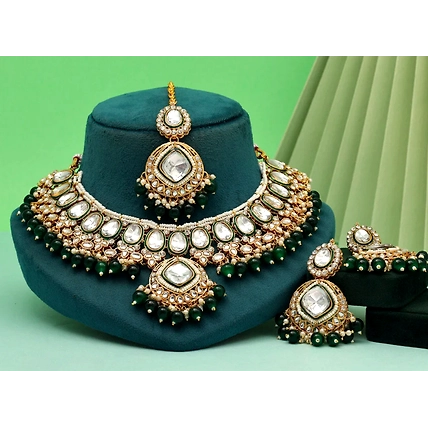 Green Color Kundan Necklace Set-1