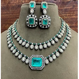 Colour Double layer stone necklace