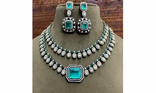 Colour Double layer stone necklace